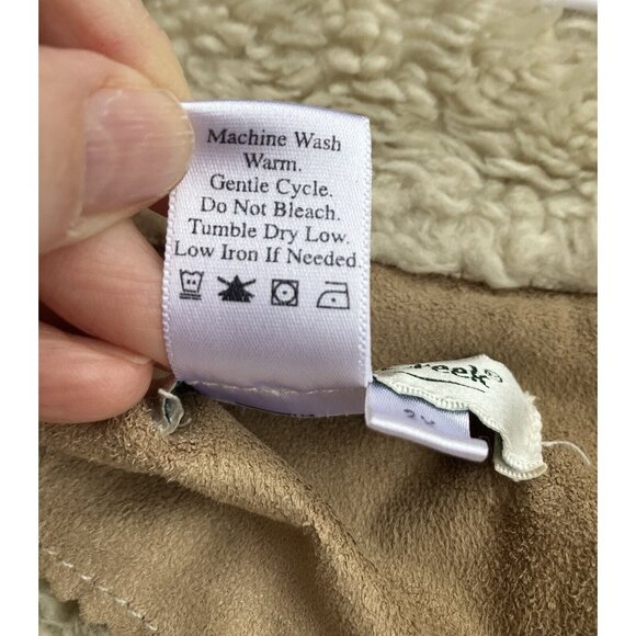 Penny Lane Vintage Y2K 90s Faux Suede & Shearling Tan Boho Coat Size 2X Retro - Picture 9 of 13